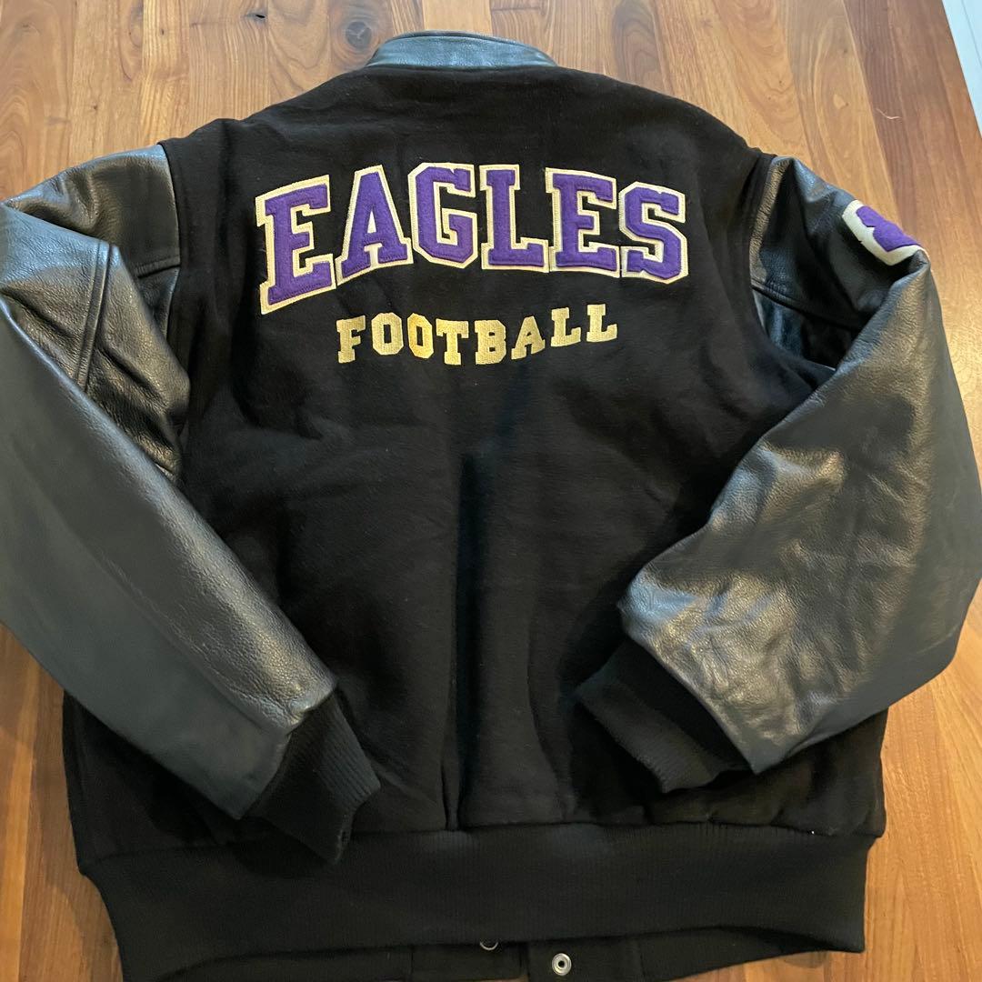 ブロック大学フットボールチームアワードジャケット　リアルレザー　ウール　L