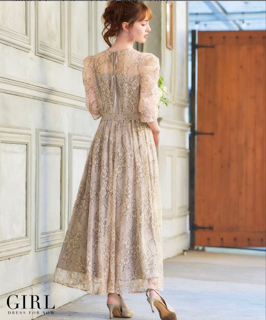 値下げ！【GIRL】総レースパフスリーブドレス