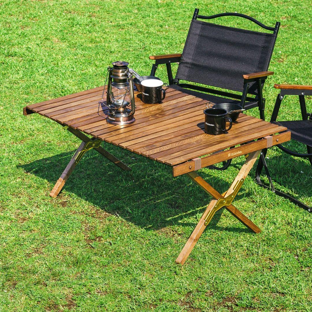 ハイランダー 90×60 ウッドロールトップテーブル ライト 旧ロゴ