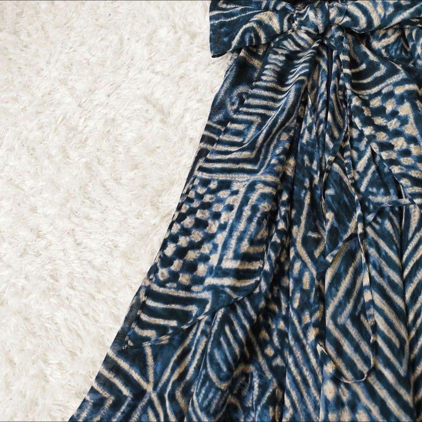 美品 ポロラルフローレン　ワンピース　マキシ丈　シルク100　リボン　総柄　M