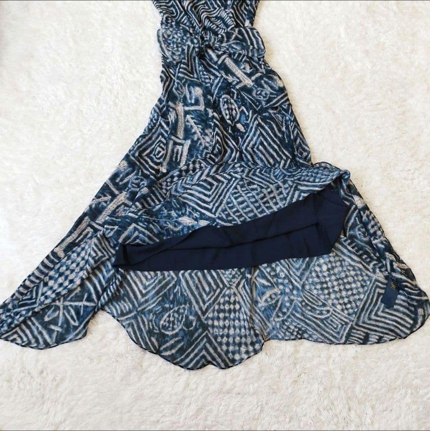 美品 ポロラルフローレン　ワンピース　マキシ丈　シルク100　リボン　総柄　M