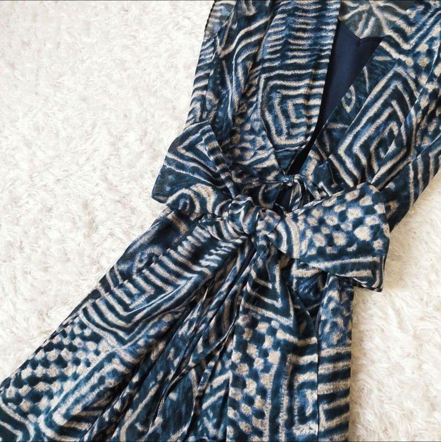 美品 ポロラルフローレン　ワンピース　マキシ丈　シルク100　リボン　総柄　M