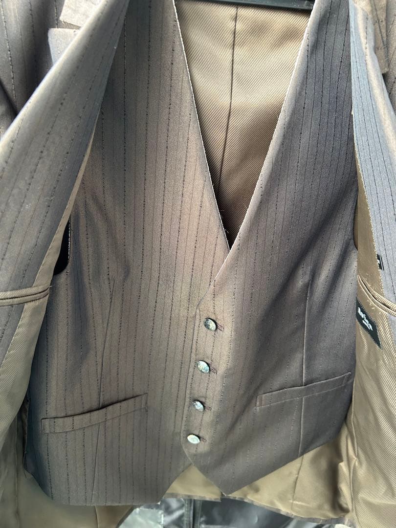 【美品】結婚式　メンズ　タキシード(ブラウン)、上下＋ベスト3点　小物セット無し