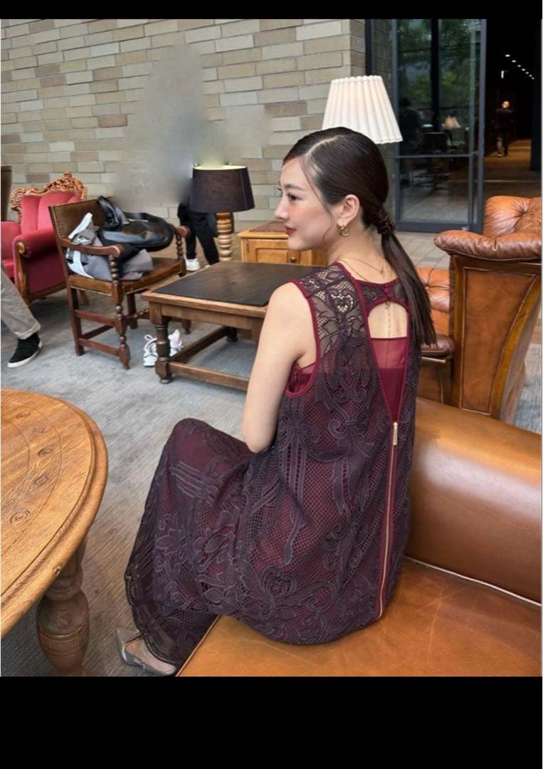 【ANDRESD】 ケミカルレースジッパードレス