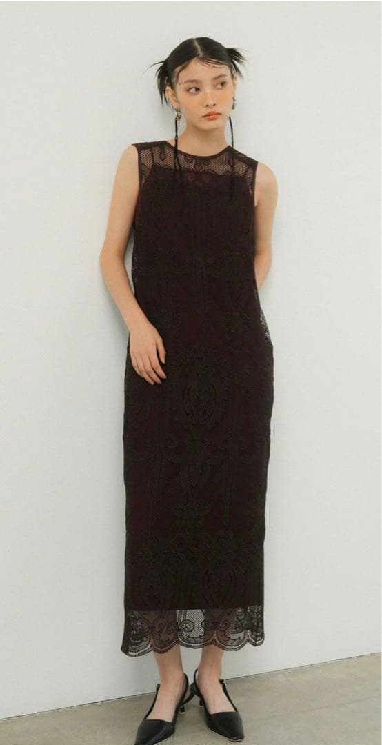 【ANDRESD】 ケミカルレースジッパードレス