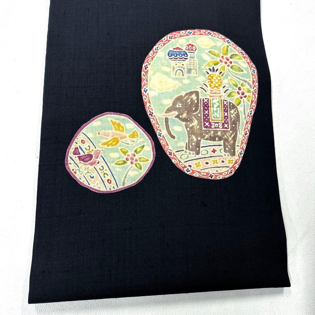 専用帯5113 ●高級 正絹 紬 名古屋仕立て 名古屋帯 象