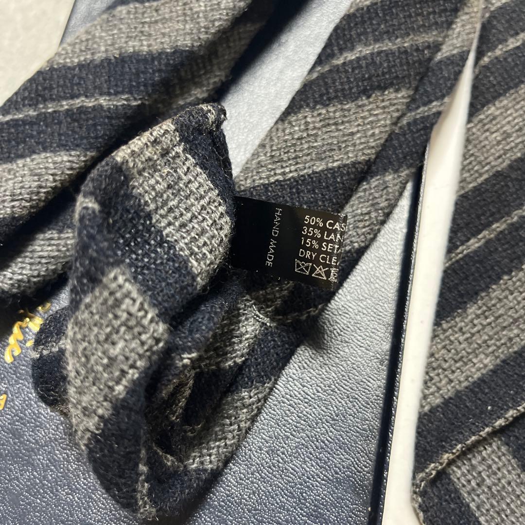 タイユアタイ　ネクタイ　グレー　ストライプカシミヤ　セッテピエゲ