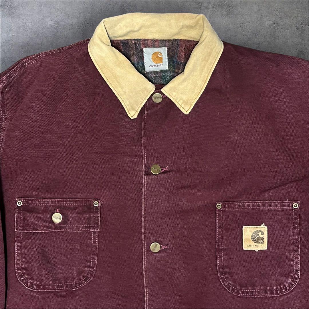 90s 星タグ carhartt チョアコート カバーオール ワイン ボルドー