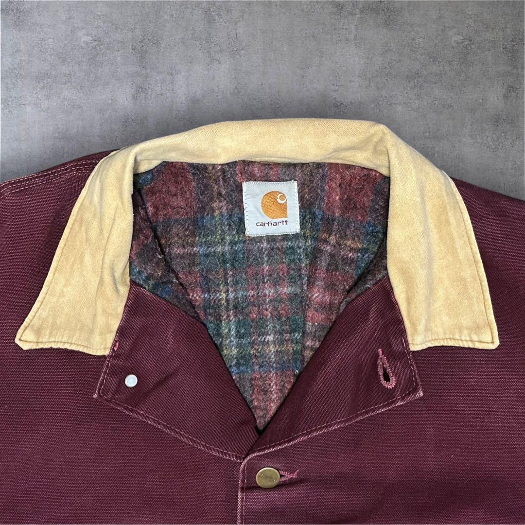 90s 星タグ carhartt チョアコート カバーオール ワイン ボルドー