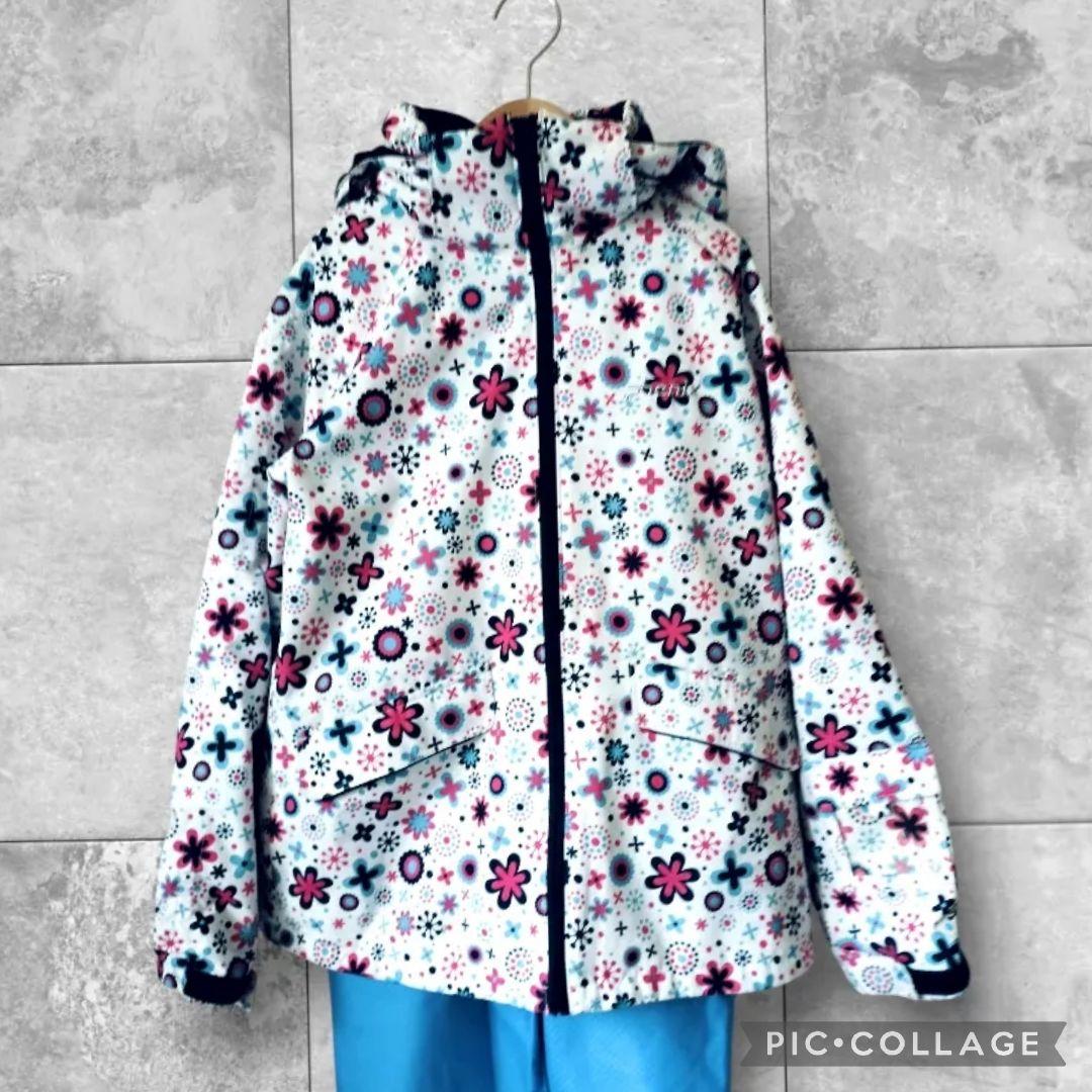 極美品♡Phenix スキーウェア 160 150女の子 花柄 結晶 白×水色