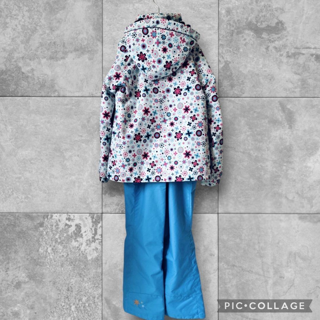 極美品♡Phenix スキーウェア 160 150女の子 花柄 結晶 白×水色