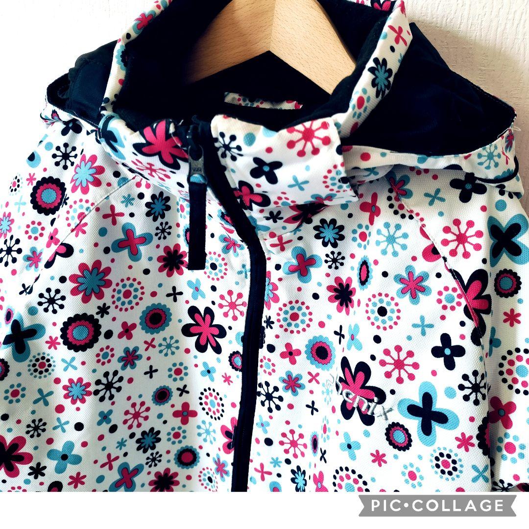 極美品♡Phenix スキーウェア 160 150女の子 花柄 結晶 白×水色