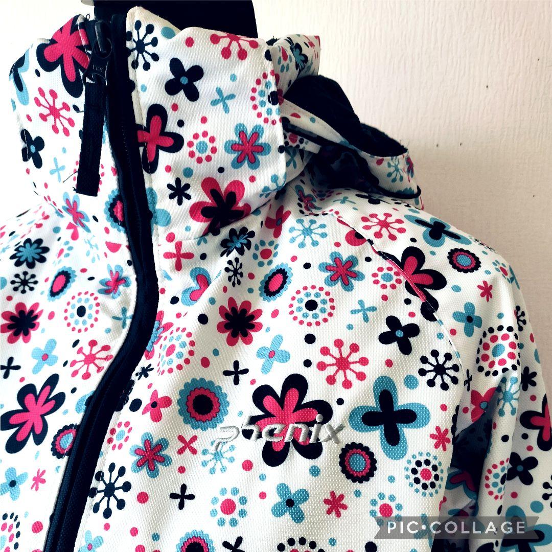 極美品♡Phenix スキーウェア 160 150女の子 花柄 結晶 白×水色