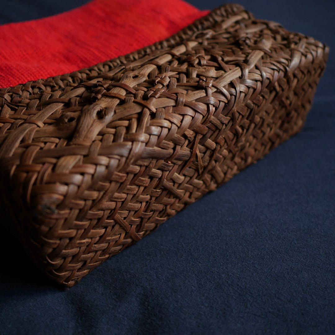 中新 山葡萄蔓 籠 裂織 カゴバッグ