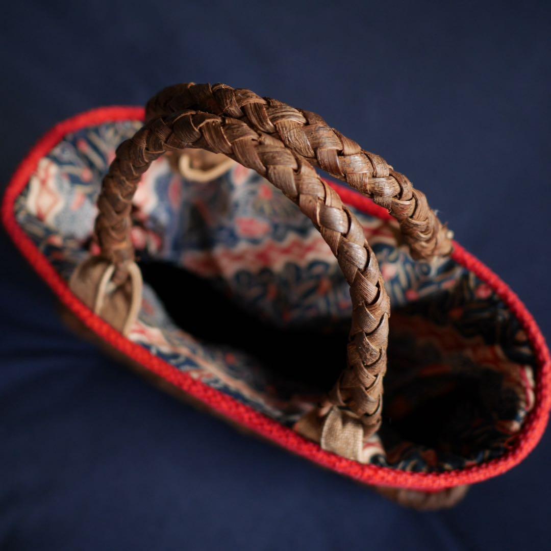 中新 山葡萄蔓 籠 裂織 カゴバッグ