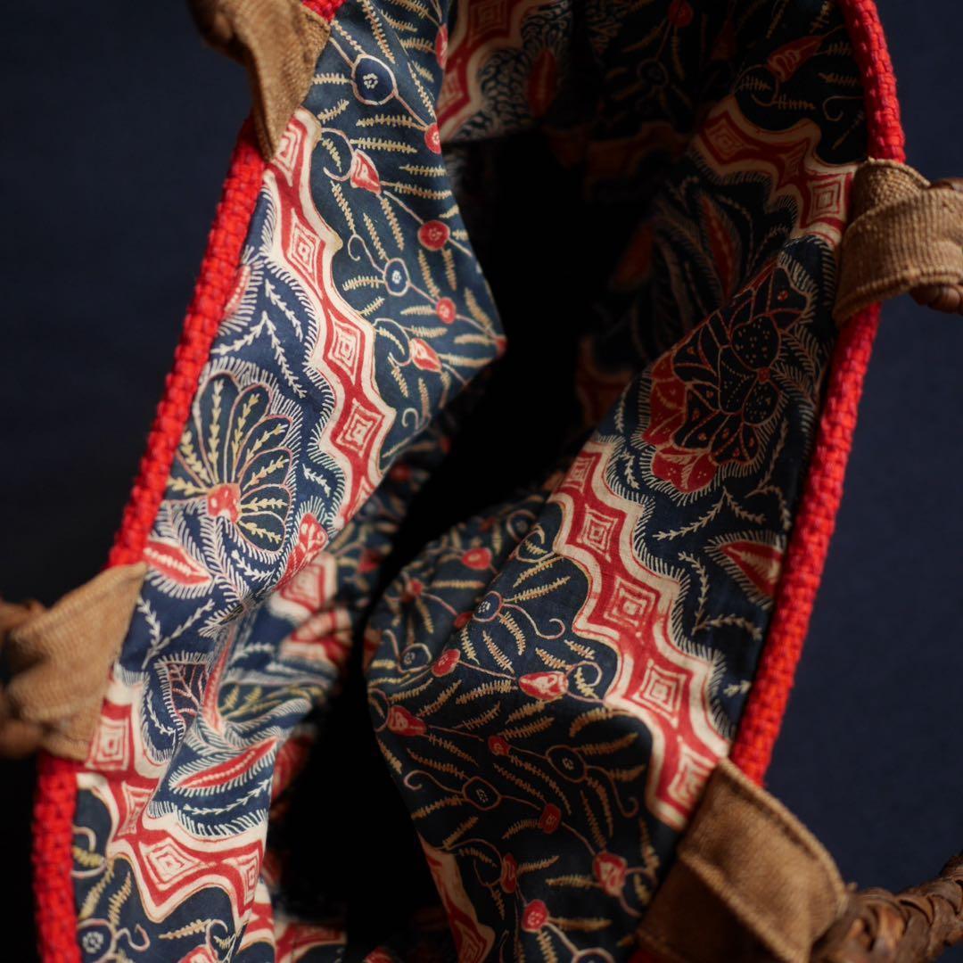 中新 山葡萄蔓 籠 裂織 カゴバッグ