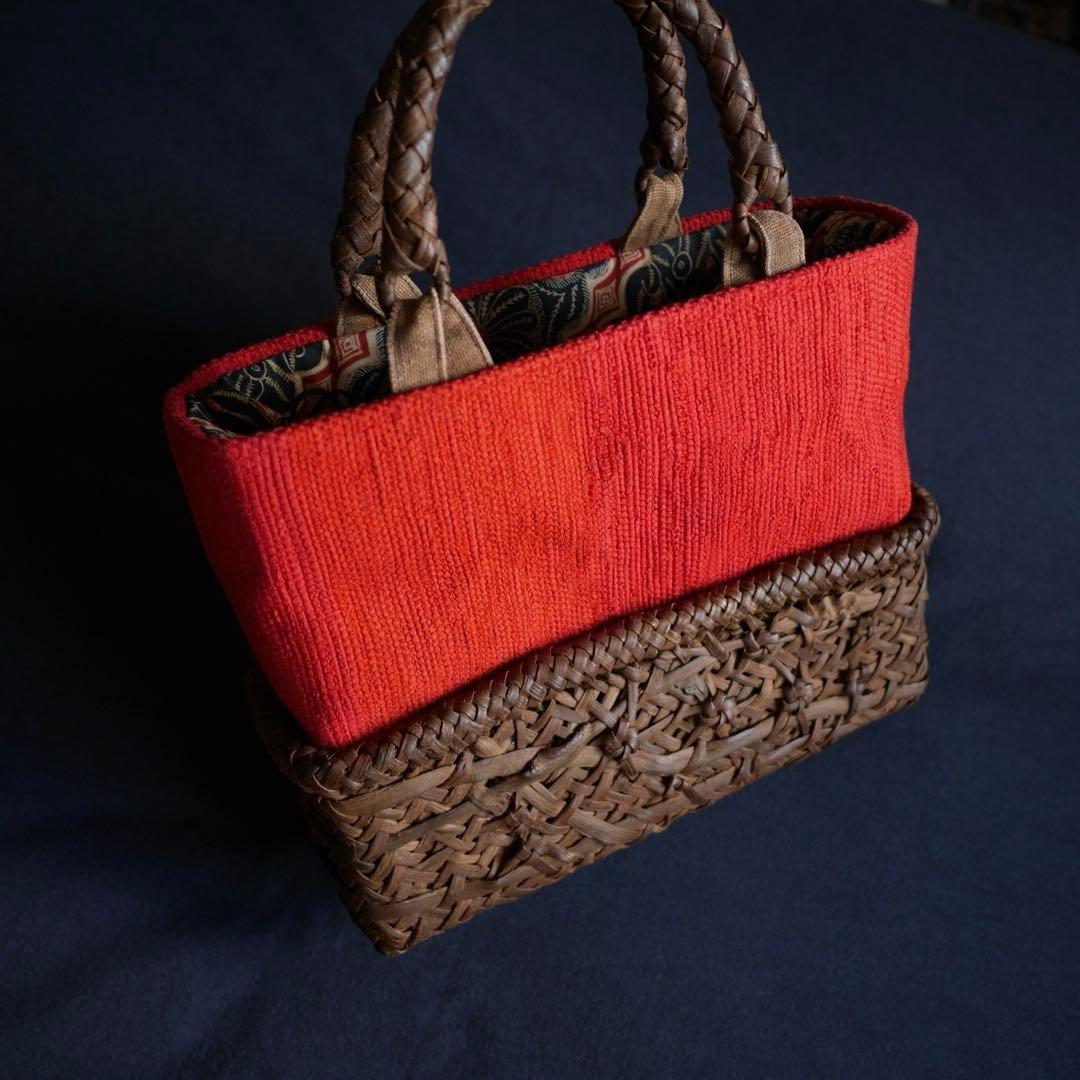 中新 山葡萄蔓 籠 裂織 カゴバッグ