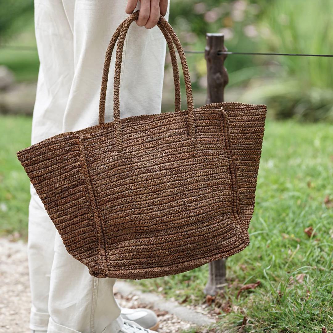 MAISON N.H PARIS/AVRIL Bag/100%ラフィア/ブラウン