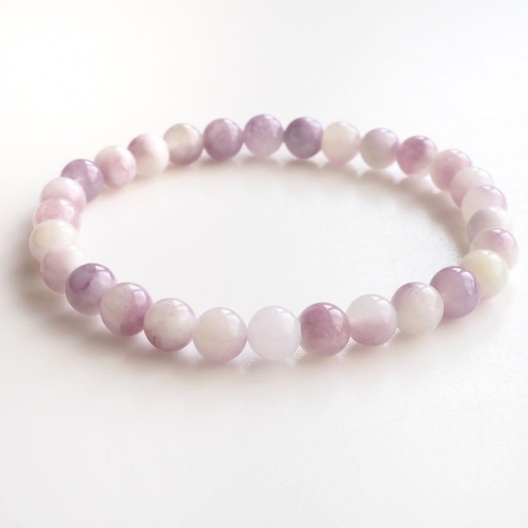 【blue.ks】ライラック翡翠のゴムブレスレット