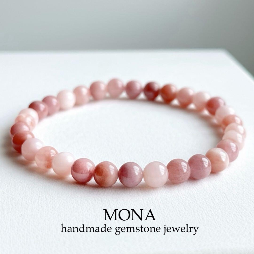 【blue.ks】ライラック翡翠のゴムブレスレット