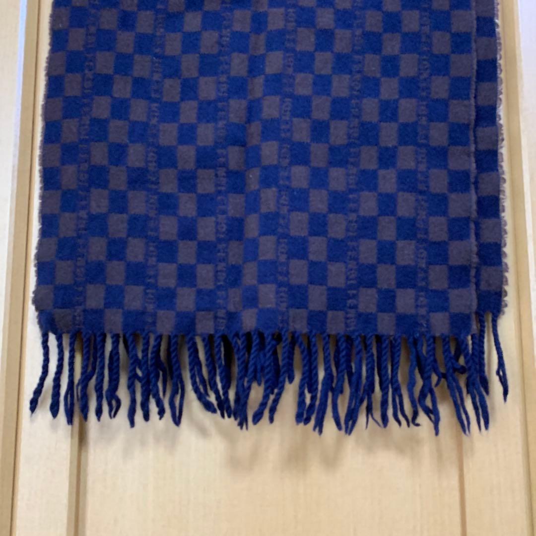 【美品】FENDIフェンディマフラーチェッカー柄 ウールマフラーストールショール