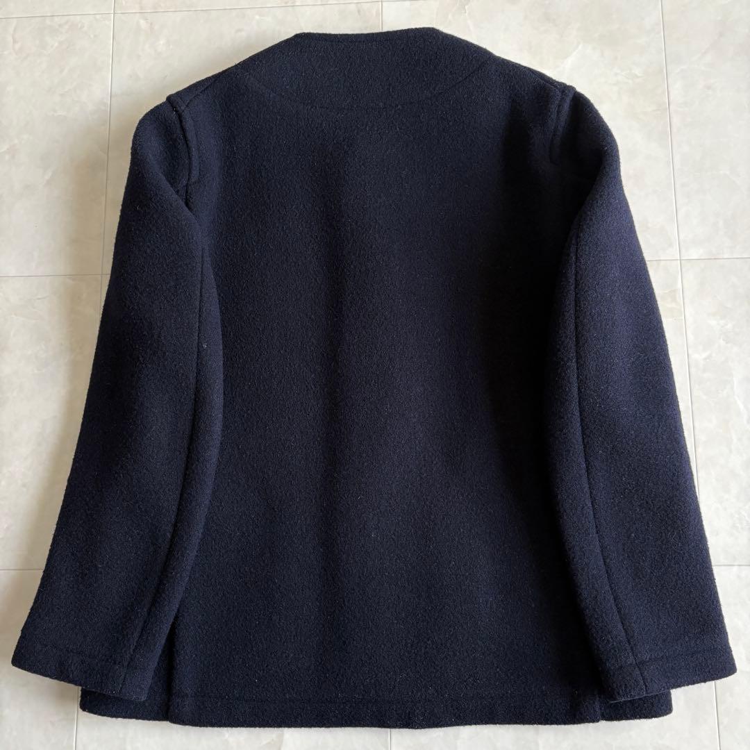 美品✨ DANTON ウールモッサ ノーカラージャケット 紺38 丸ポケット