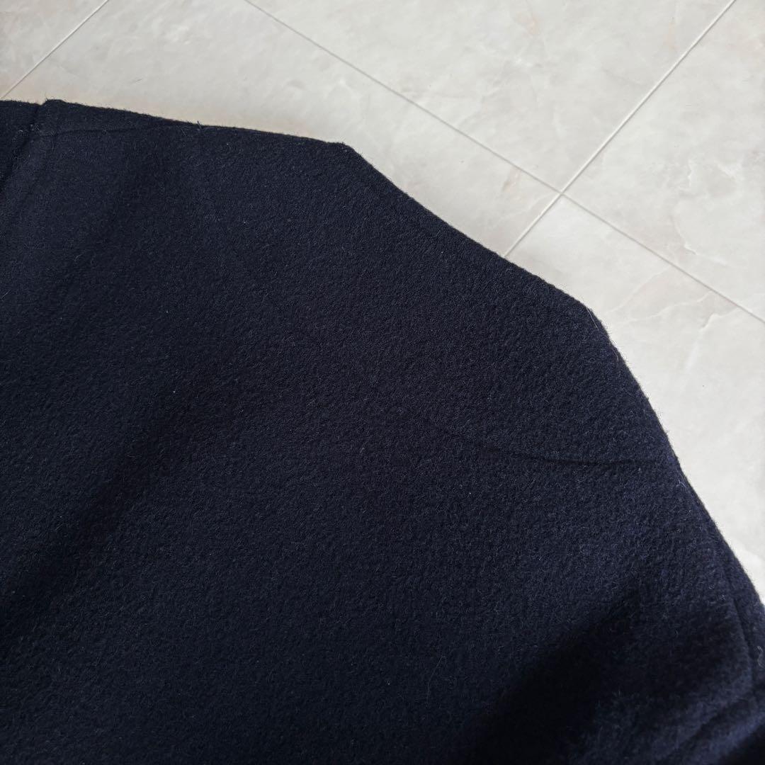 美品✨ DANTON ウールモッサ ノーカラージャケット 紺38 丸ポケット