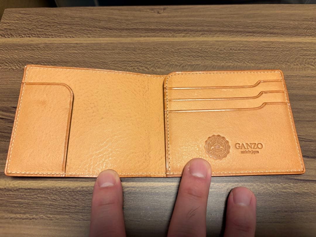 美品　ネイビー　GANZO 二つ折り札入れ　THIN BRIDLE 札バサミ