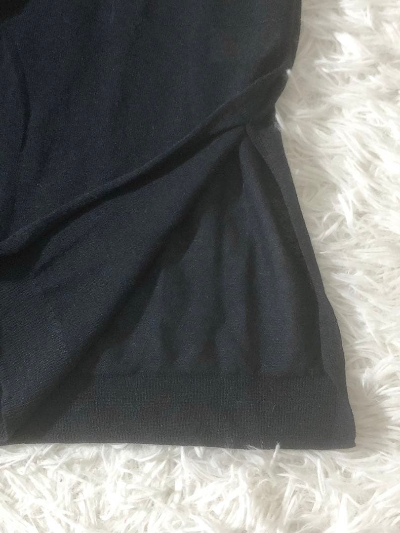 新品未使用 ピッコーネ 24SS 麻混ロングニットベスト ロゴ刺繍 ネイビー