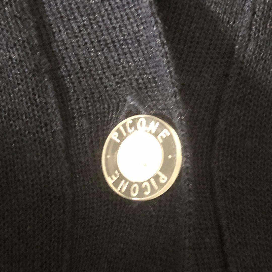 新品未使用 ピッコーネ 24SS 麻混ロングニットベスト ロゴ刺繍 ネイビー