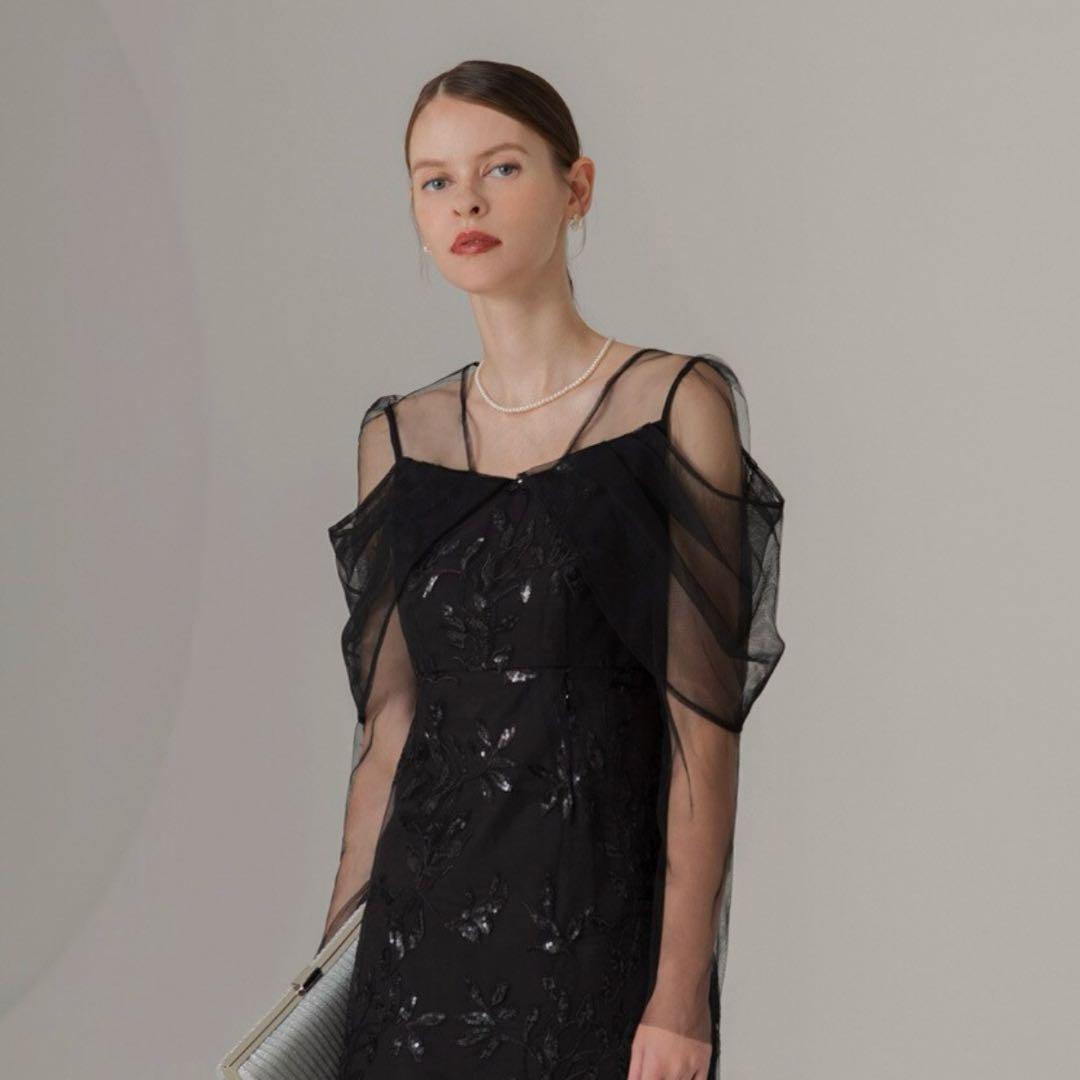 チュールロングスリーブリーフIラインドレス／レジャ（Leja）