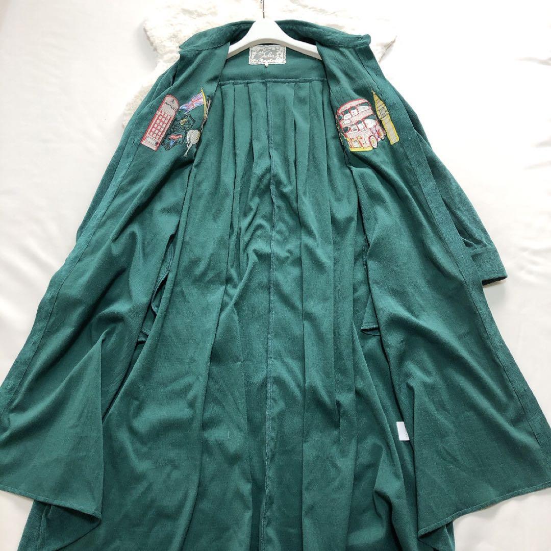 ScoLar*スカラー　襟付きロングワンピース　コーデュロイ　ロンドン柄　M