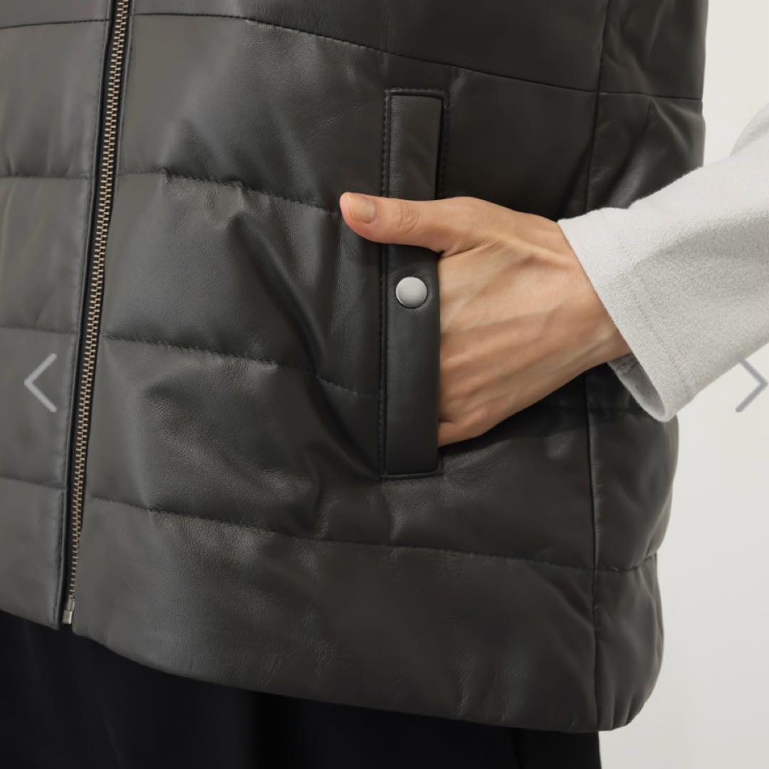 新品！元町ゼラール ソフトラムレザー ダウンベスト　セピア