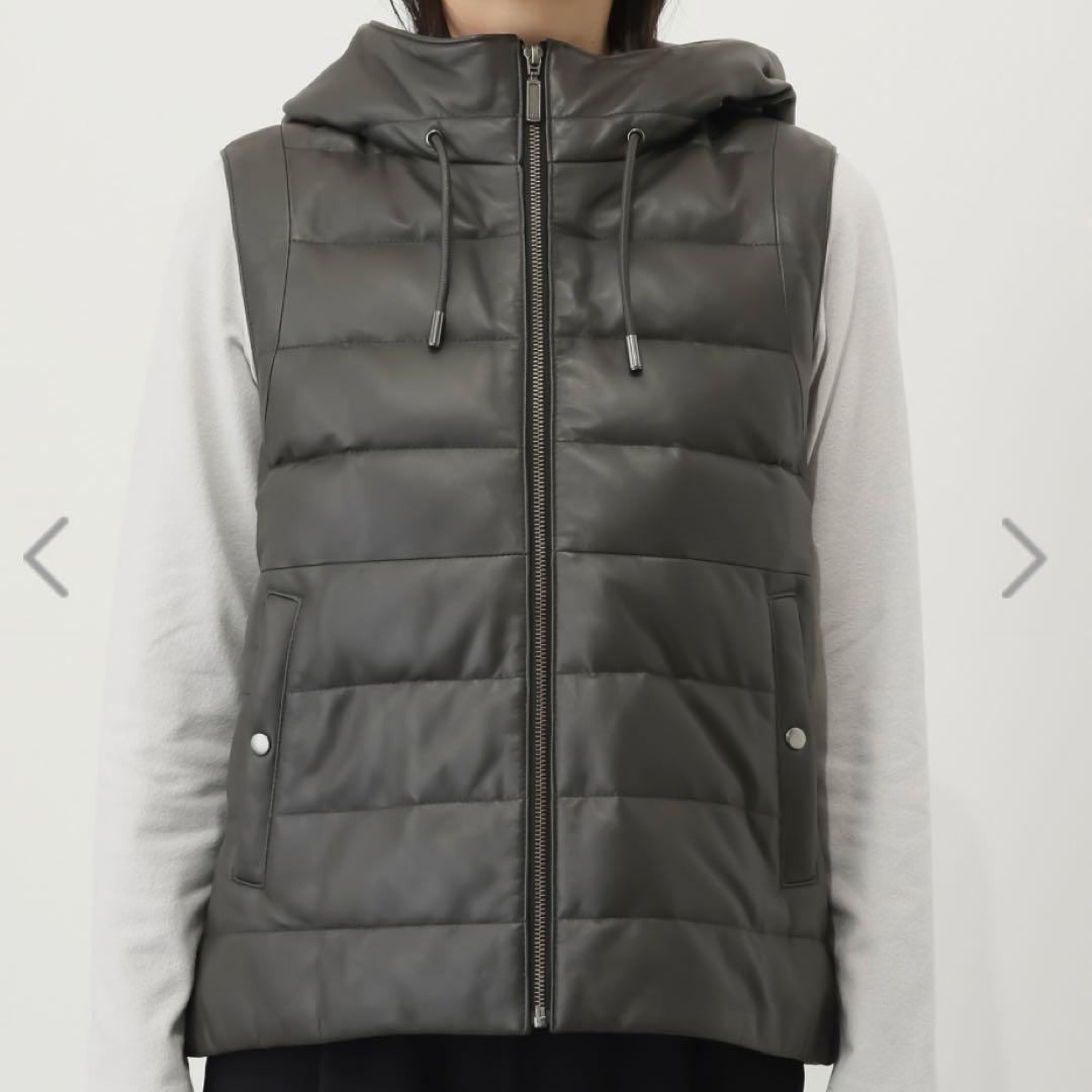 新品！元町ゼラール ソフトラムレザー ダウンベスト　セピア