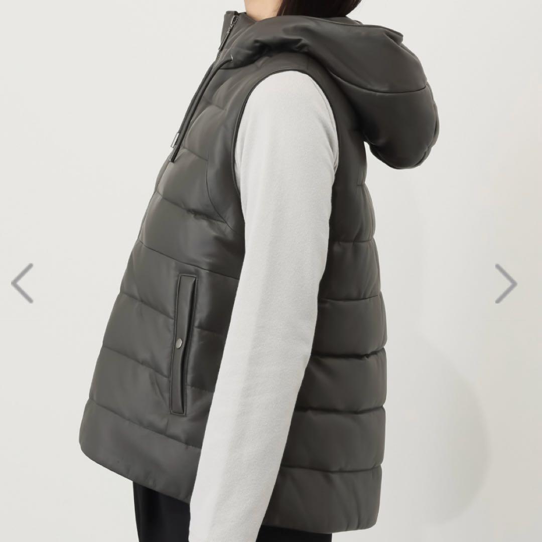 新品！元町ゼラール ソフトラムレザー ダウンベスト　セピア