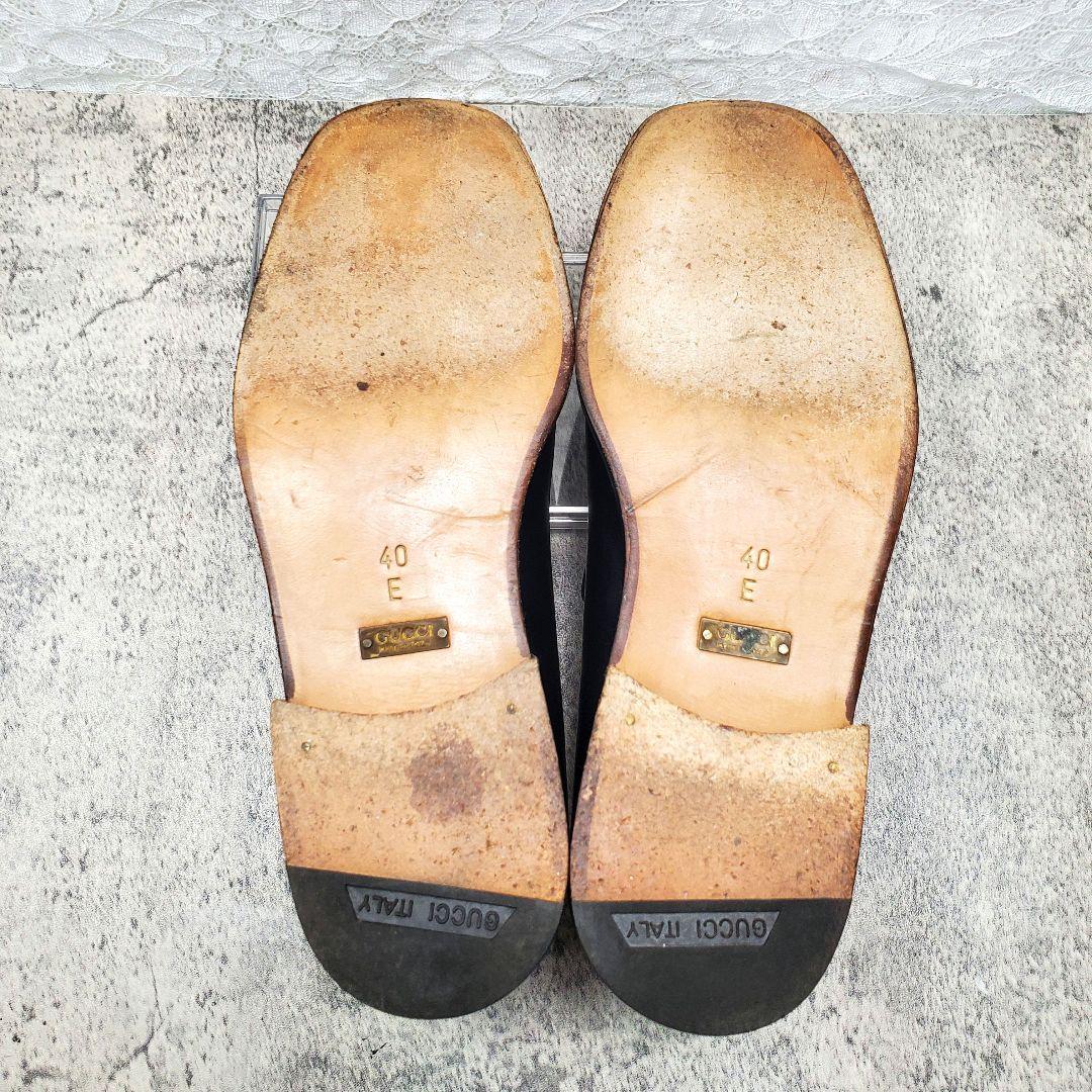 ✨グッチ✨スクエアトゥ ローファー レザー 黒 40E 25cm イタリア製