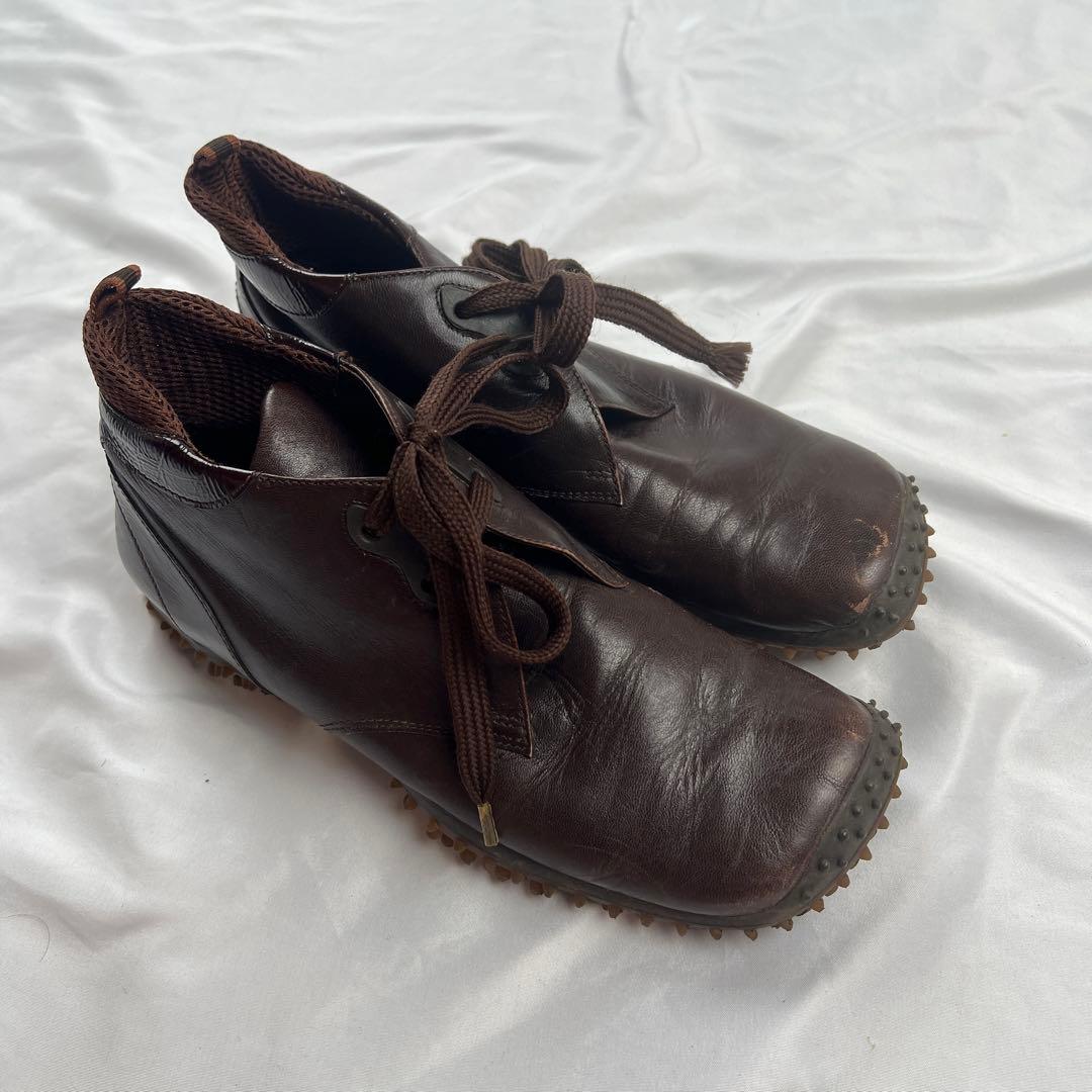 靴 miu miu bubble sole leather shoes brown