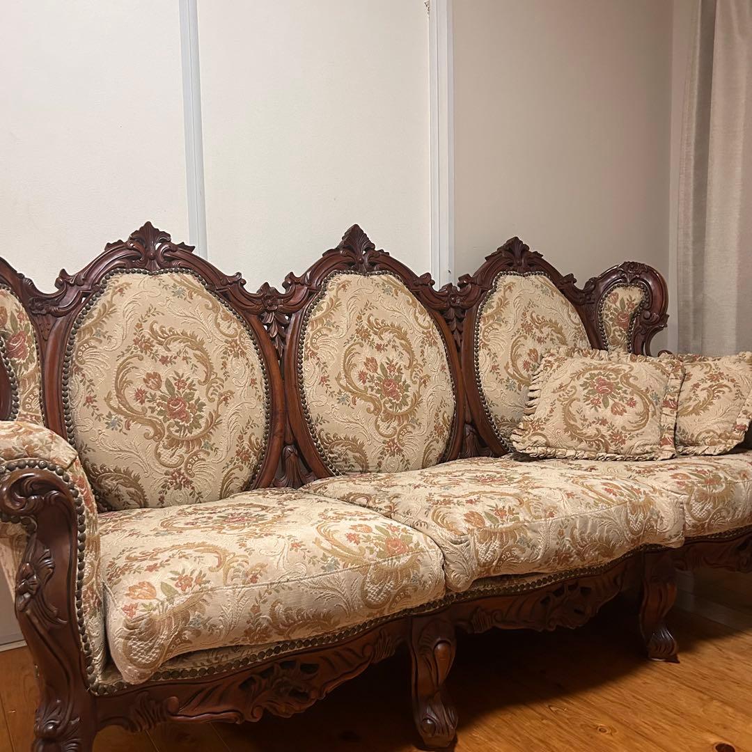 【大幅値下げ！】イタリア家具　3人掛け　ソファ ロココ調　アンティーク　60万