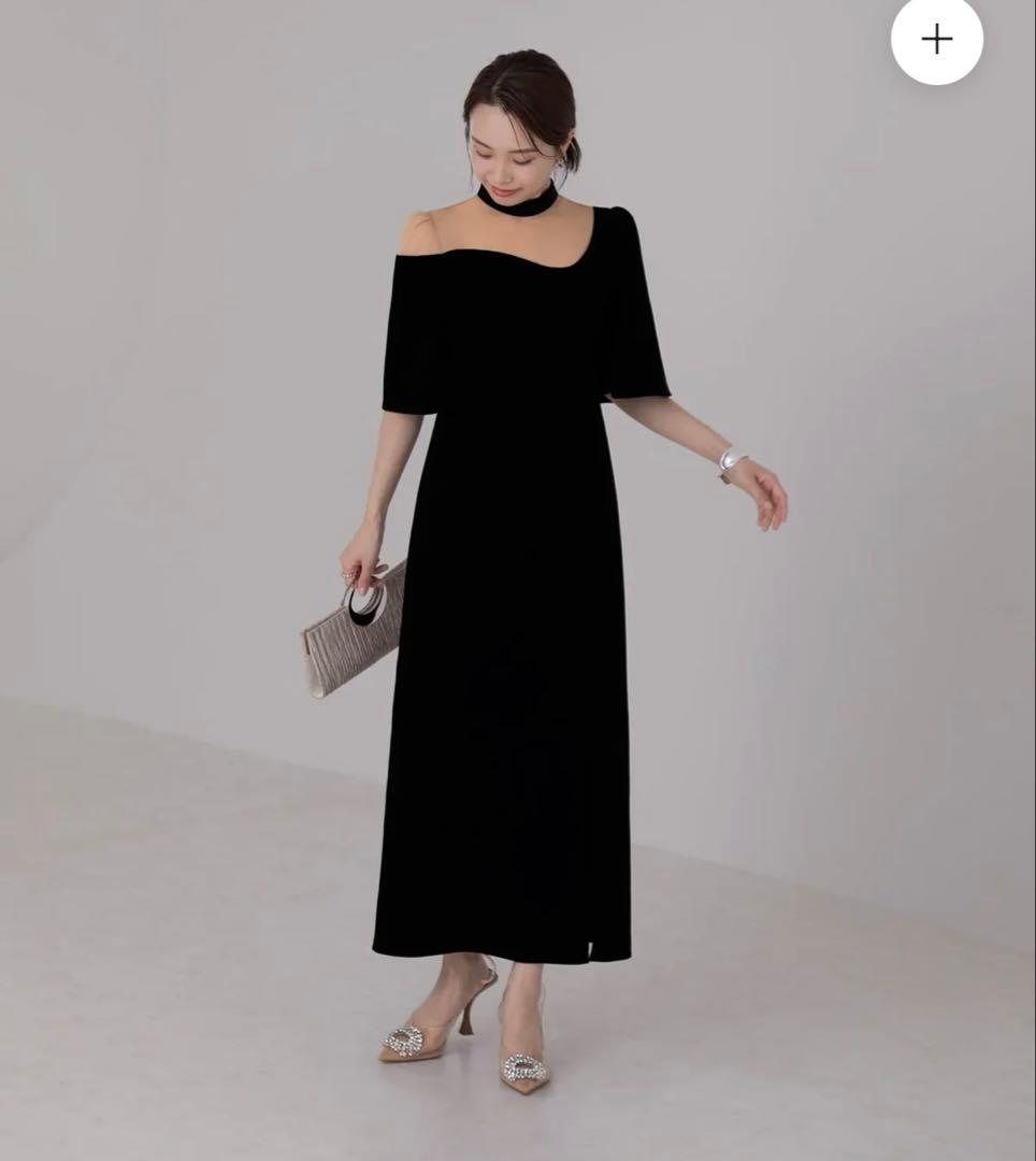 【LEJA】即発送可　シアーベロアIラインワンピースドレス