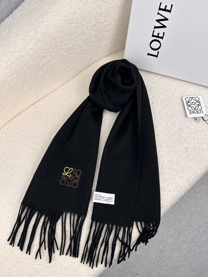 ♡LOEWE マフラー 30×180cm ブラック カシミヤ♡