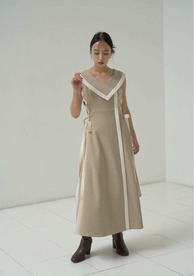 SNIDEL スナイデル　サイドプリーツツイード　ワンピ　SWFO244099