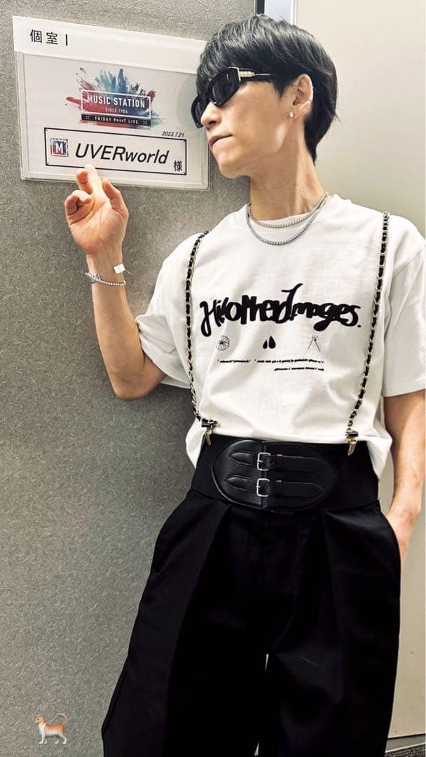 BECOME TREE ホワイトxゴールドチェーンサスペンダーTAKUYA∞着用