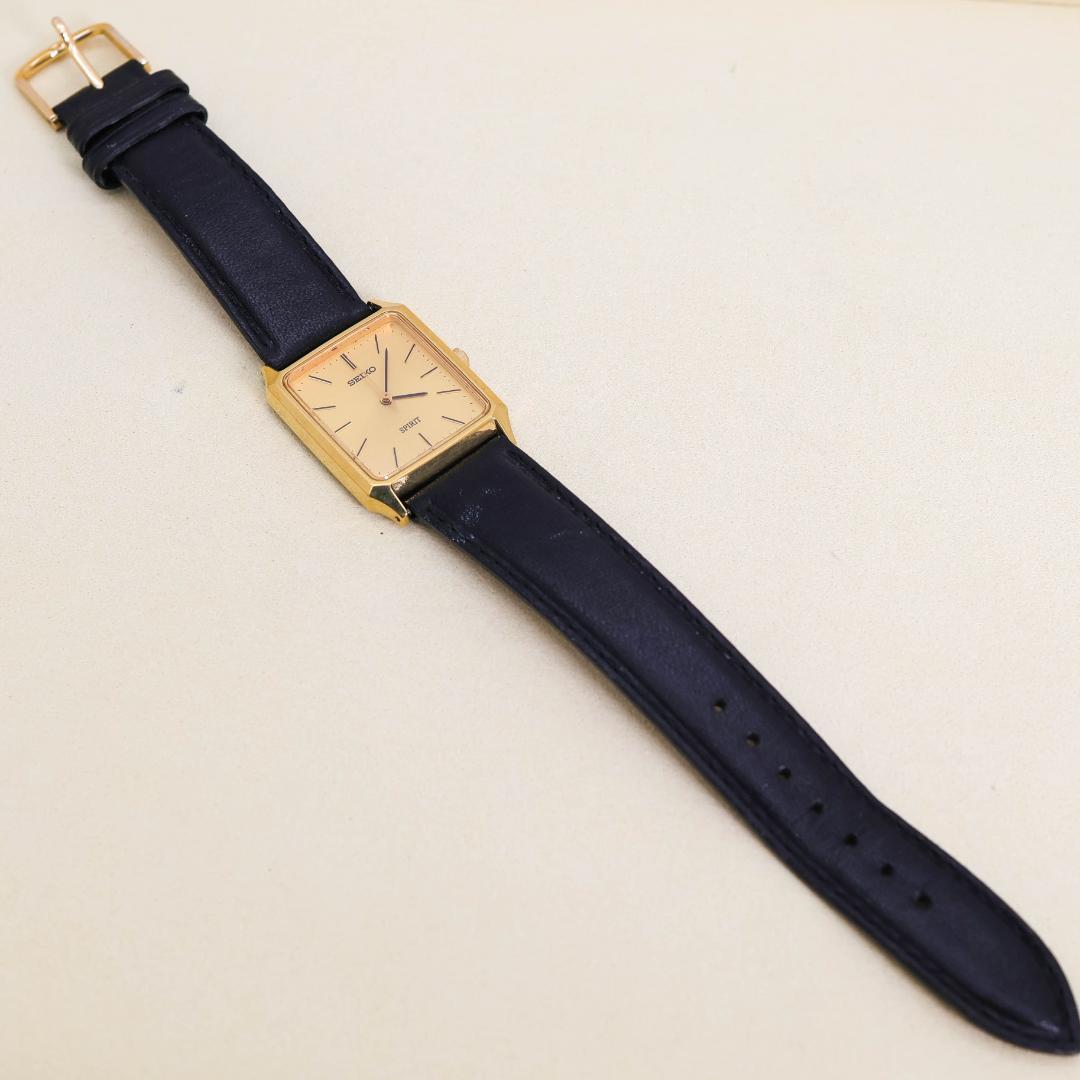 稼働 SEIKO sprit 腕時計 ゴールド 新品電池 レザーベルト 2631