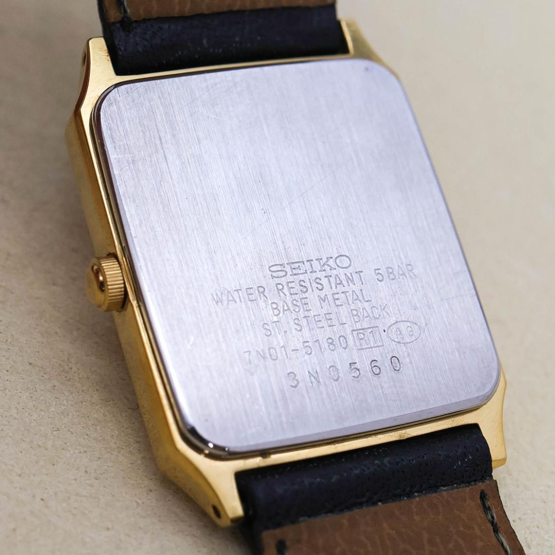 稼働 SEIKO sprit 腕時計 ゴールド 新品電池 レザーベルト 2631