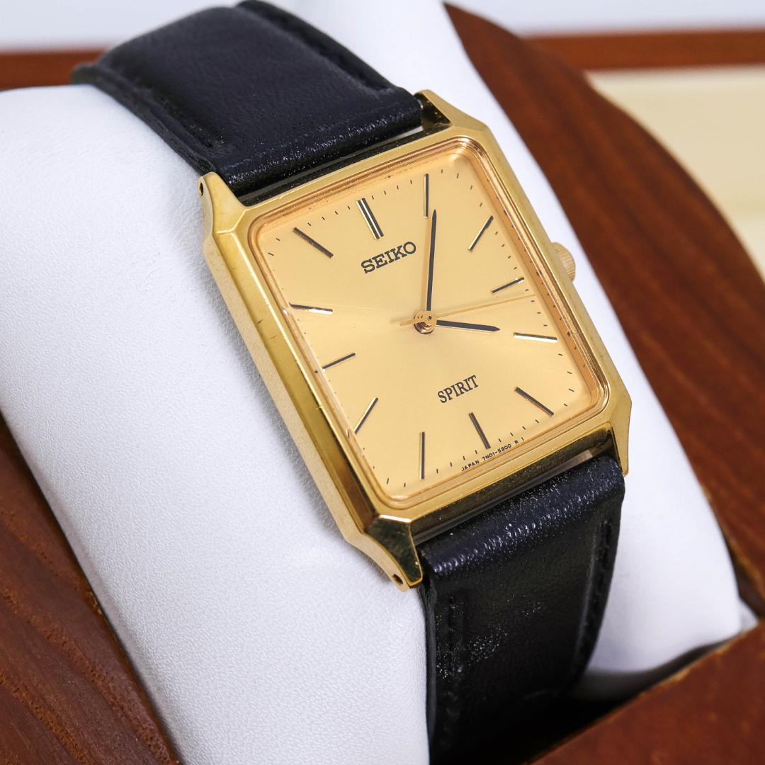 稼働 SEIKO sprit 腕時計 ゴールド 新品電池 レザーベルト 2631