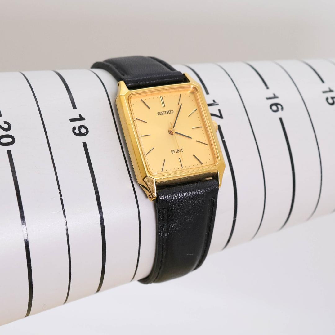 稼働 SEIKO sprit 腕時計 ゴールド 新品電池 レザーベルト 2631