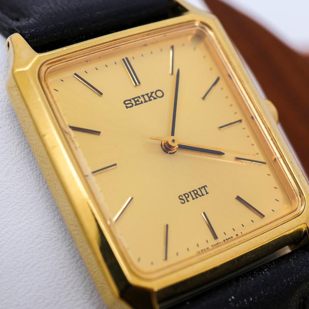 稼働 SEIKO sprit 腕時計 ゴールド 新品電池 レザーベルト 2631