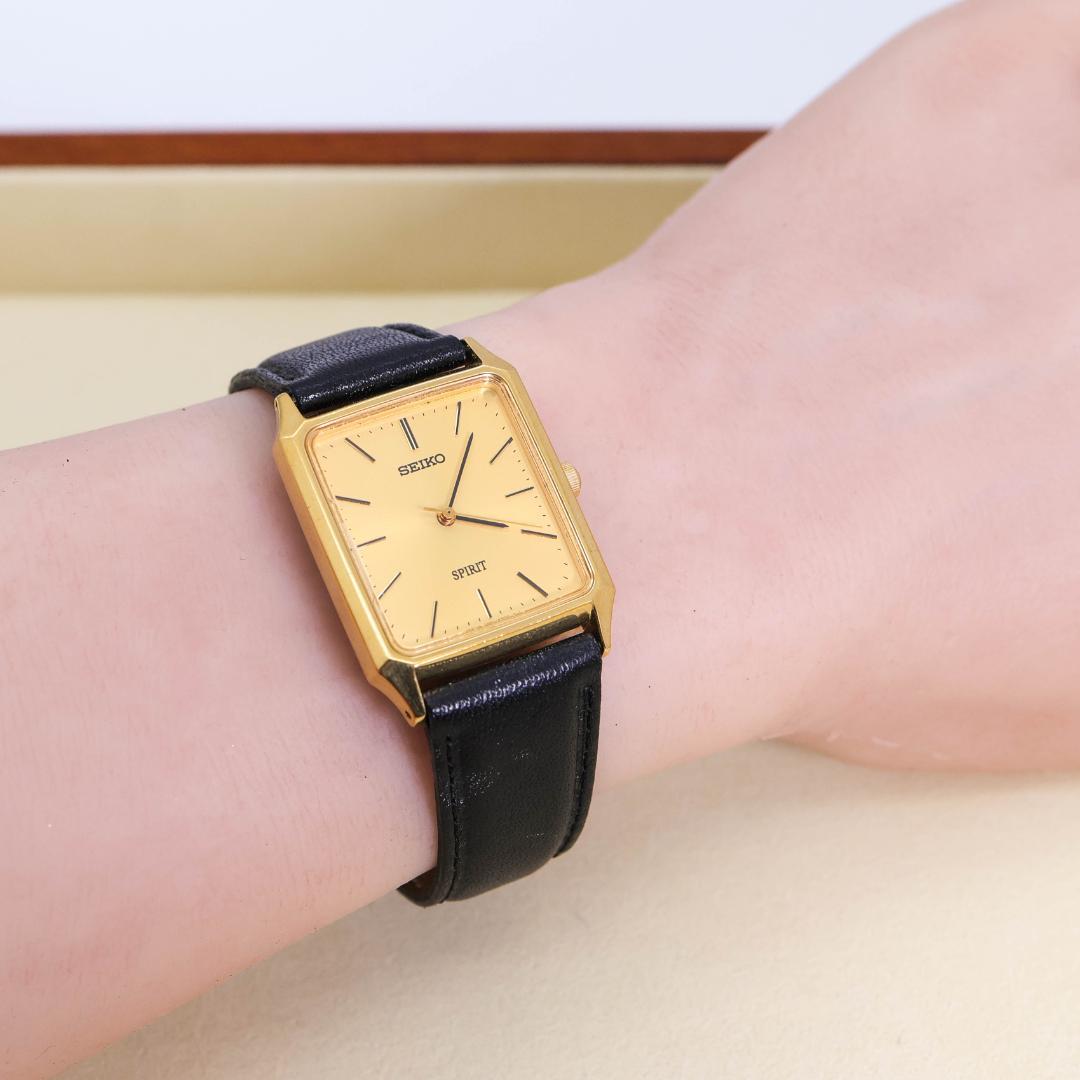 稼働 SEIKO sprit 腕時計 ゴールド 新品電池 レザーベルト 2631