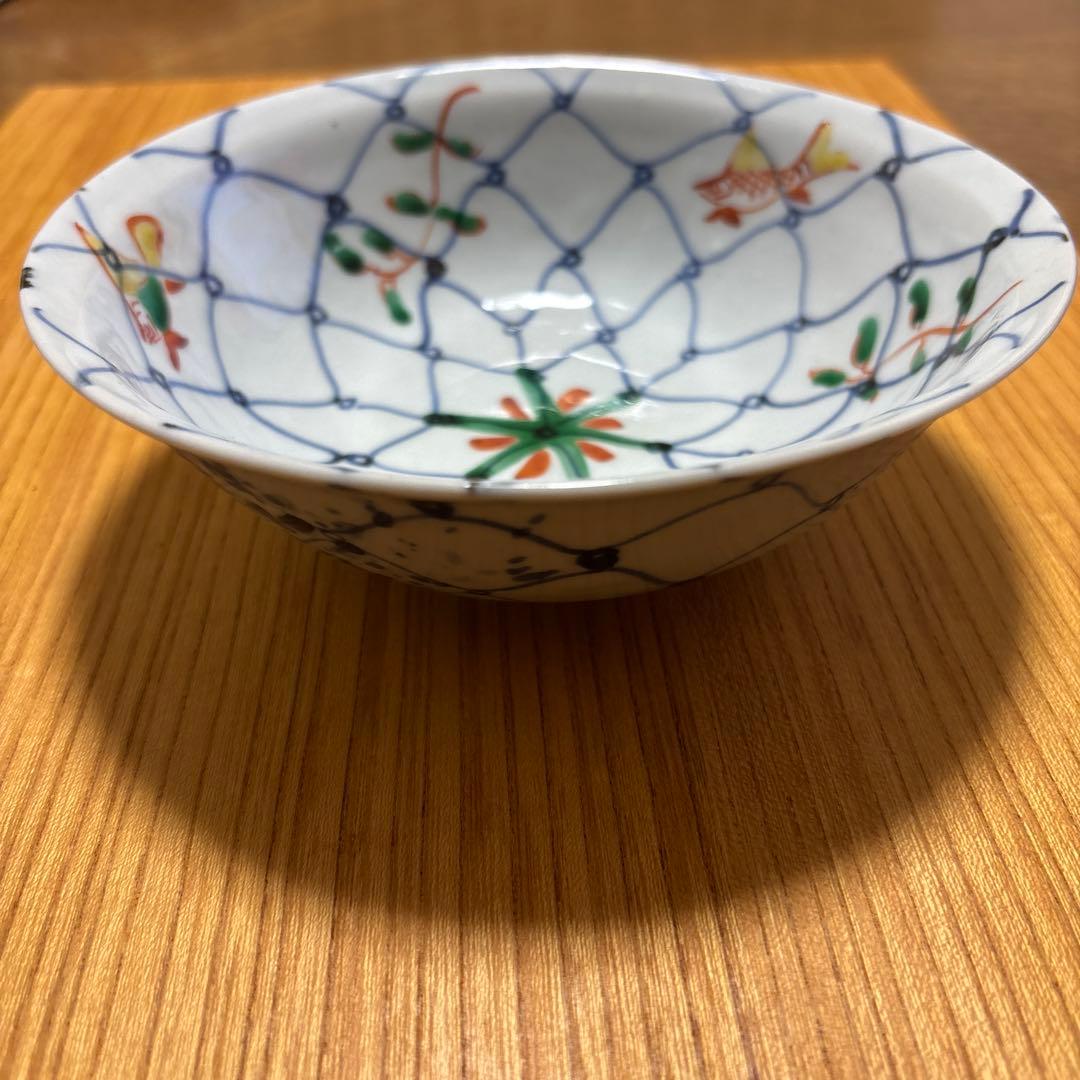 須田菁華　色絵染付魚紋網鉢