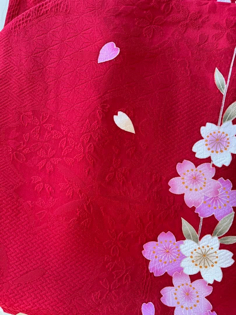 【12/30〜1/5限定価格！】13点セット　振袖フルセット　赤　桜柄